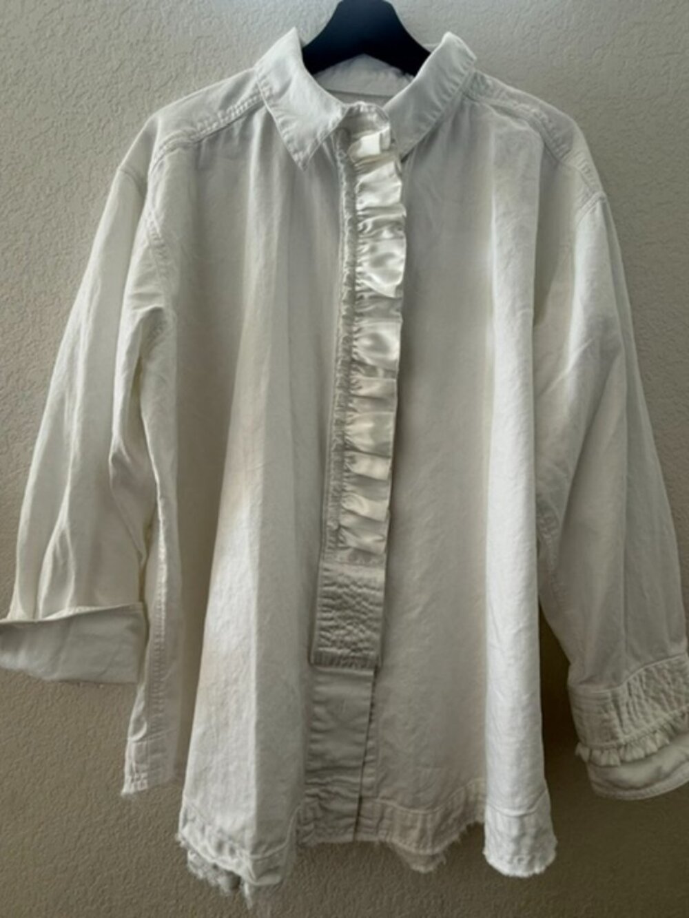 We the Free Long Sleeved White Collared Shirt